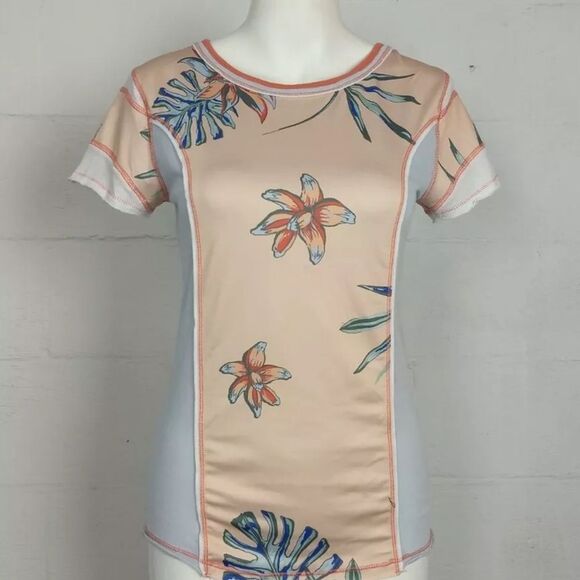 We The Free Peach & Blue Tropical T-Shirt - Picture 4 of 5